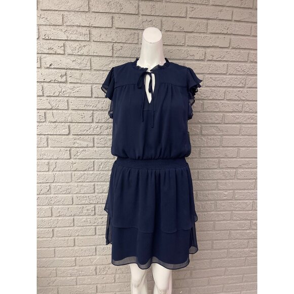 MSK Women Petite Ruffle Smocked Chiffon Dress Size PL - Picture 1 of 14